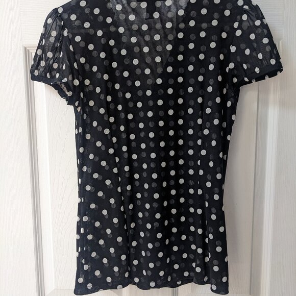 Black & White Polka Dot Short Sleeve Shirt Macy's INC International - Picture 5 of 6